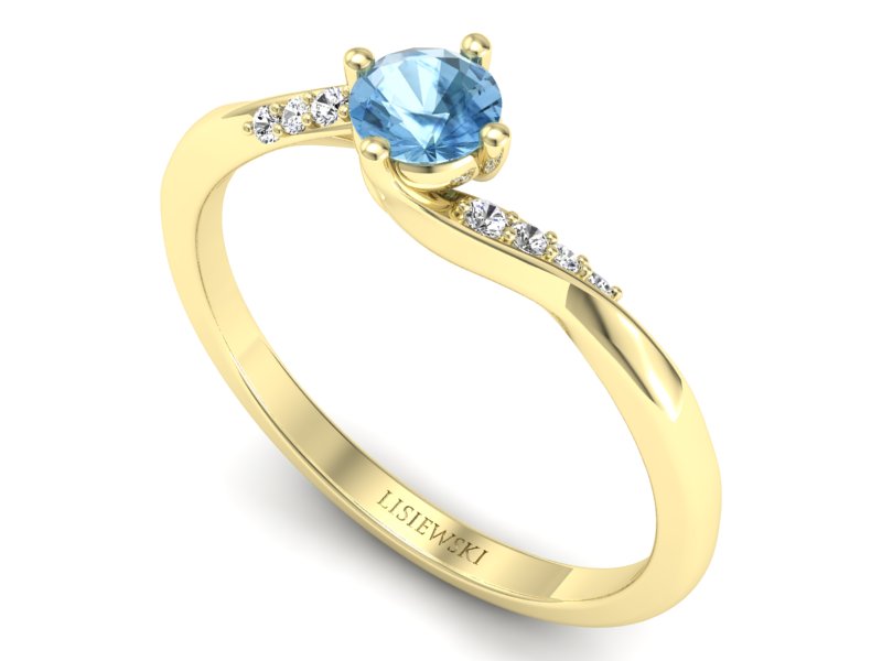 Pierścionek zaręczynowy z topazem i diamentami - p16932ztp — zdjęcie 3