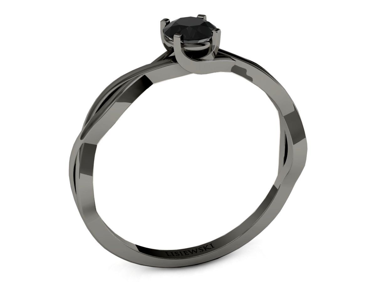 Złoty pierścionek czarne złoto czarny diament - p16933czcd - 2