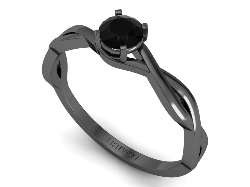 Złoty pierścionek czarne złoto czarny diament - p16933czcd — zdjęcie 3