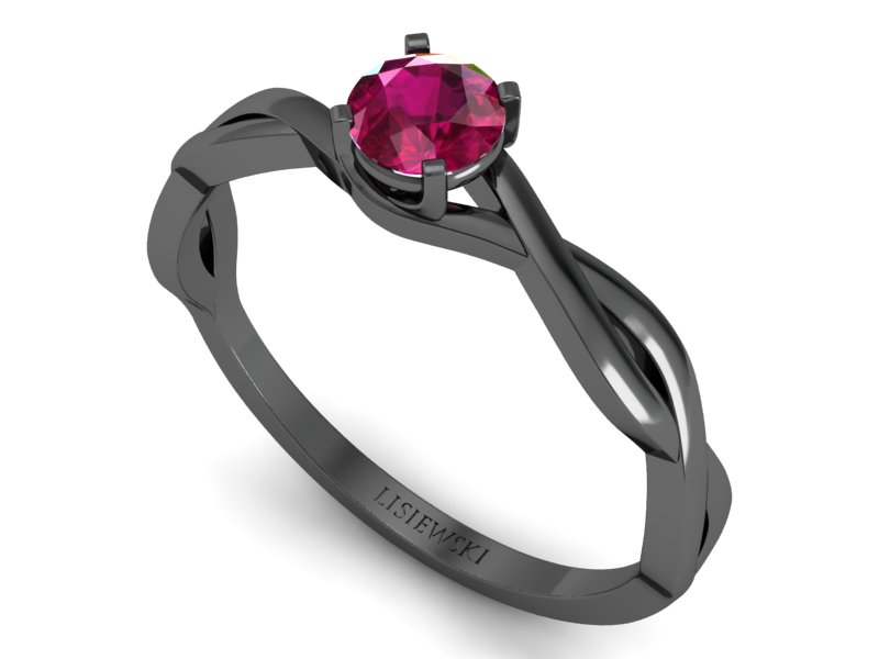 Pierścionek z rubinem czarne złoto 585 - p16933czr — zdjęcie 3