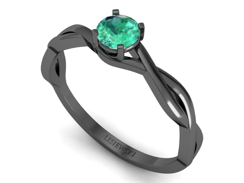 Pierścionek ze szmaragdem czarne złoto 585 - p16933czsm — zdjęcie 3