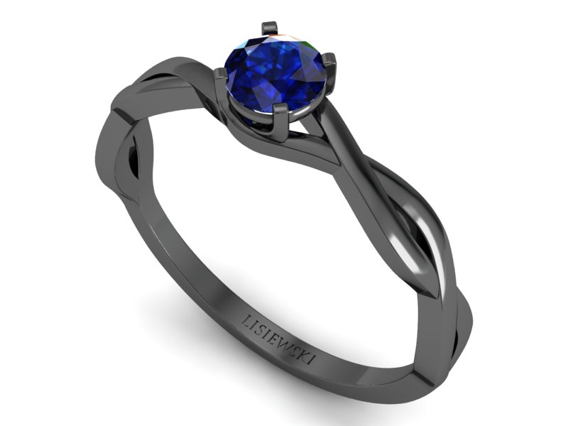 Pierścionek z szafirem czarne złoto próba 585 - p16933czsz — zdjęcie 3