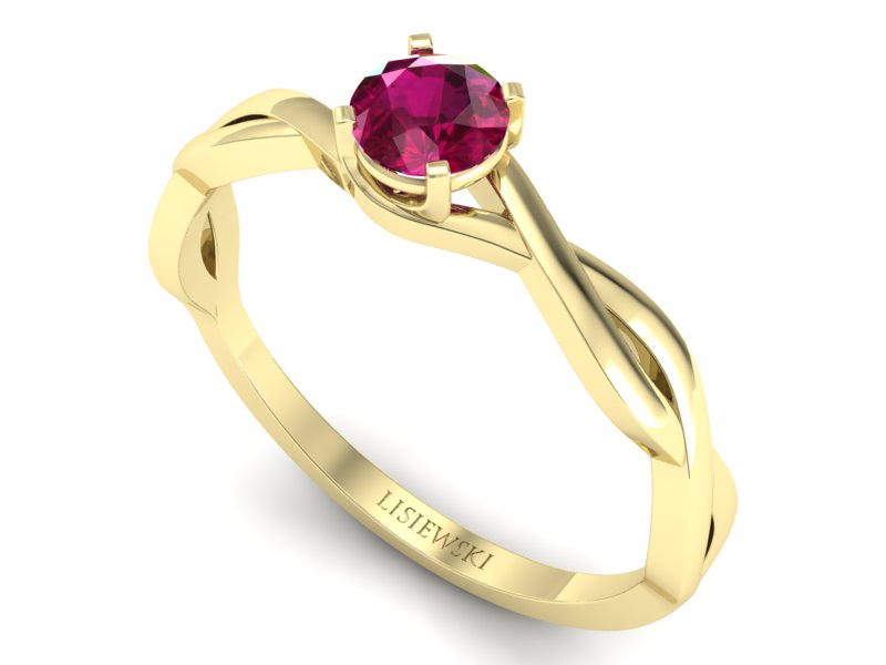 Złoty Pierścionek z rubinem żółte złoto 585 - p16933zr — zdjęcie 3