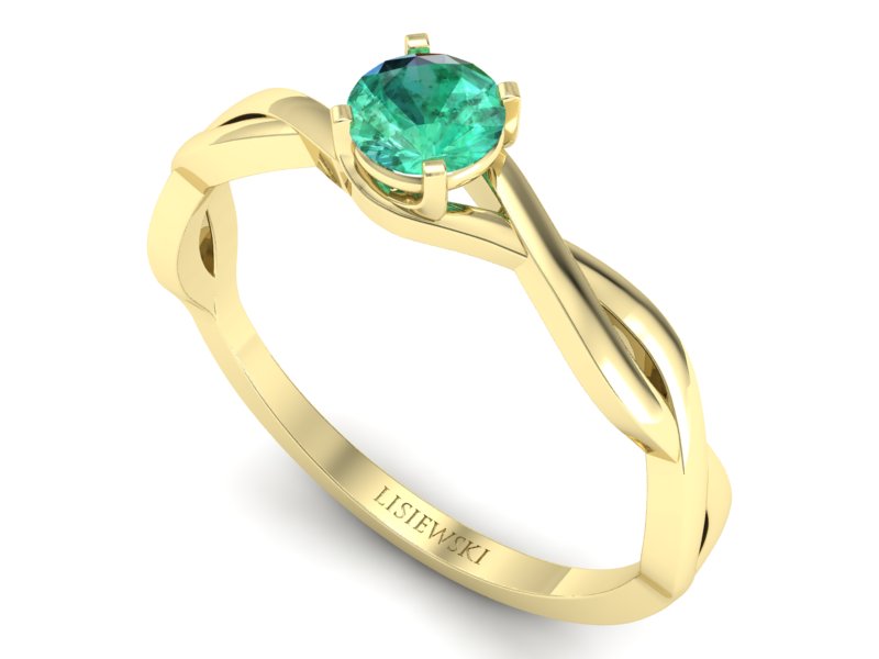 Pierścionek ze szmaragdem żółte złoto 585 - p16933zsm — zdjęcie 3