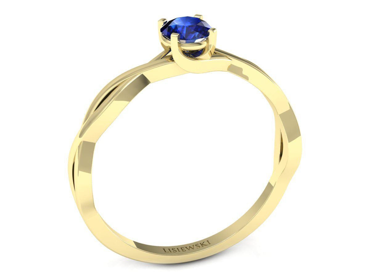 Złoty pierścionek z szafirem żółte złoto próby 585 - p16933zsz - 2