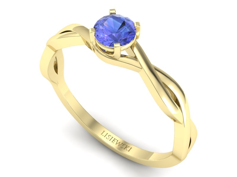 Złoty pierścionek z tanzanitem żółte złoto 585 - p16933zt — zdjęcie 3
