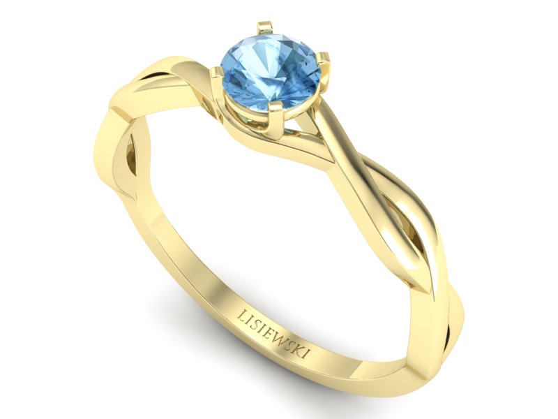 Złoty Pierścionek z topazem żółte złoto 585 - p16933ztp — zdjęcie 3