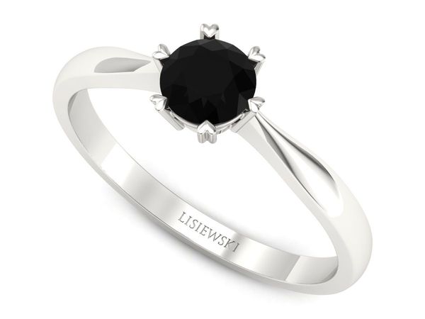 Złoty pierścionek z czarnym diamentem - p16934bcd- 1