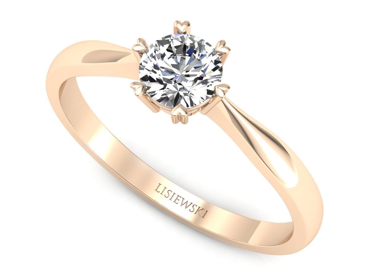 Złoty pierścionek z diamentem różowe złoto 585 - p16934c - 1
