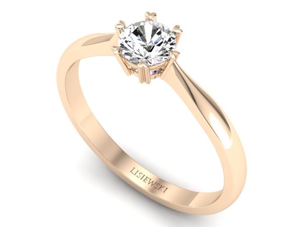 Złoty pierścionek z diamentem różowe złoto 585 - p16934c