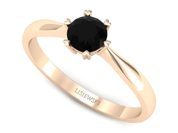 Pierścionek z czarnym diamentem różowe złoto próba 585 - p16934ccd- 1