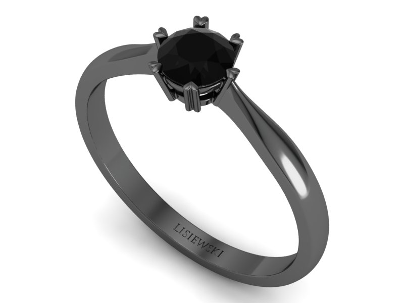Złoty Pierścionek czarne złoto czarny diament - p16934czcd — zdjęcie 3