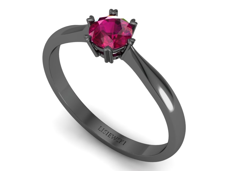 Złoty pierścionek z rubinem czarne złoto 585 - p16934czr — zdjęcie 3