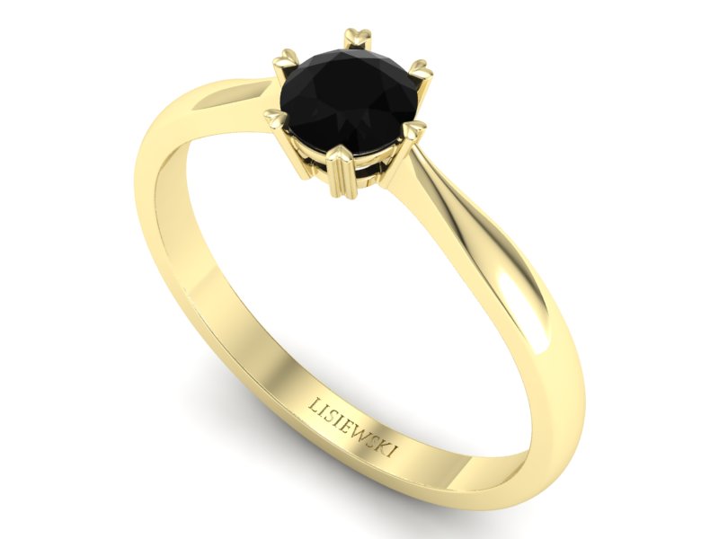 Złoty Pierścionek żółte złoto z brylantem - p16934zcd — zdjęcie 3