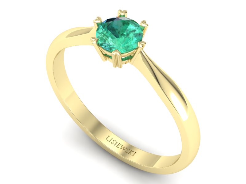 Złoty pierścionek ze szmaragdem żółte złoto 585 - p16934zsm — zdjęcie 3