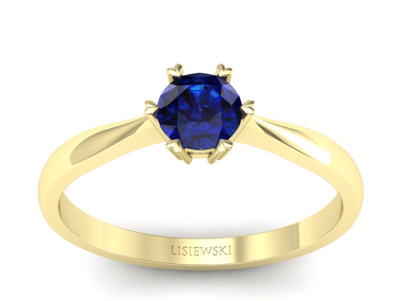 Złoty pierścionek z szafirem żółte złoto 585 - p16934zsz