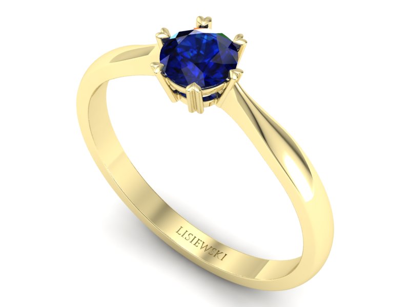 Złoty pierścionek z szafirem żółte złoto 585 - p16934zsz — zdjęcie 3