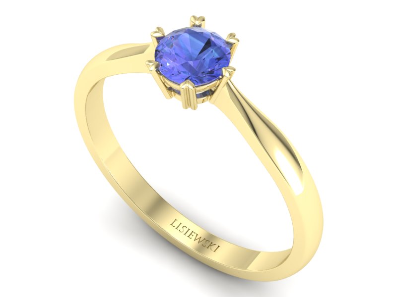 Złoty pierścionek z tanzanitem żółte złoto 585 - p16934zt — zdjęcie 3