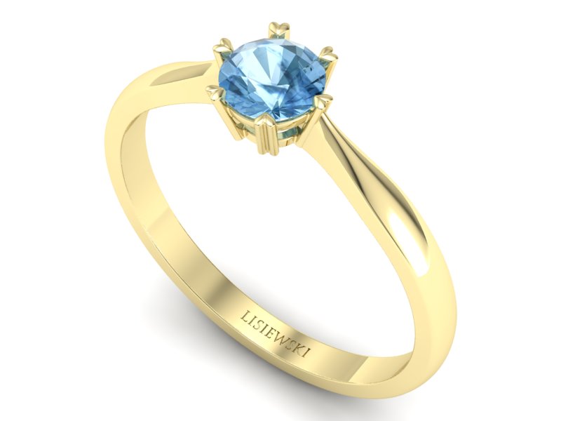 Złoty Pierścionek z topazem żółte złoto 585 - p16934ztp — zdjęcie 3