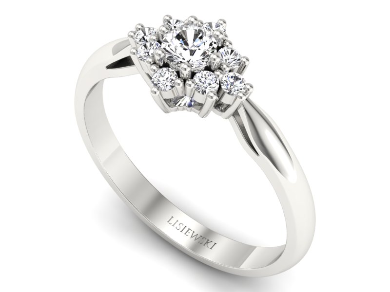 Pierścionek zaręczynowy z brylantami białe złoto - P16936b — zdjęcie 3