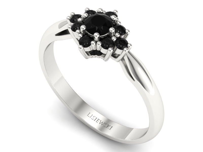 Złoty pierścionek z czarnymi diamentami - P16936bcdcd — zdjęcie 3