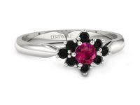 Pierścionek z rubinem i brylantami białe złoto 585 - P16936brcd- 3