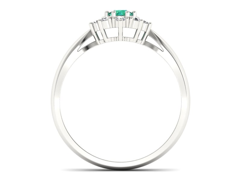 Złoty pierścionek ze szmaragdem i brylantami - P16936bsm — zdjęcie 2