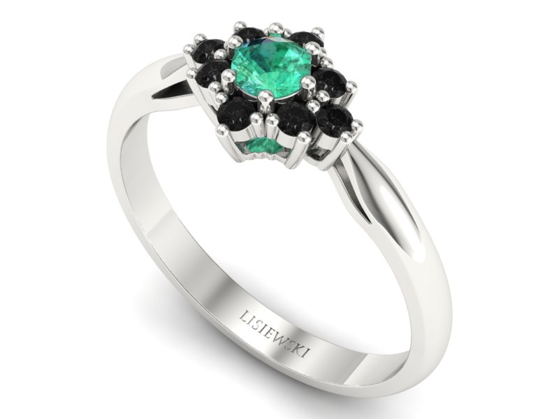 Złoty pierścionek ze szmaragdem i brylantami - P16936bsmcd — zdjęcie 3