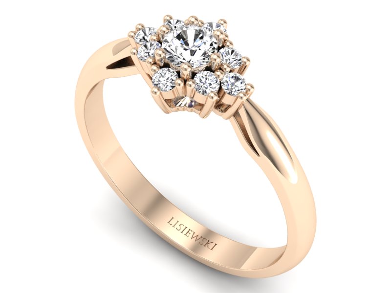 Złoty Pierścionek z brylantami różowe złoto 585 - p16936c — zdjęcie 3