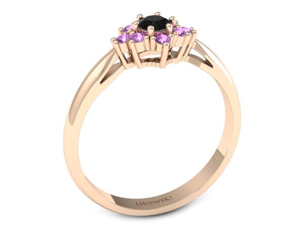 Złoty pierścionek z szafirami różowe złoto - p16936ccdszr