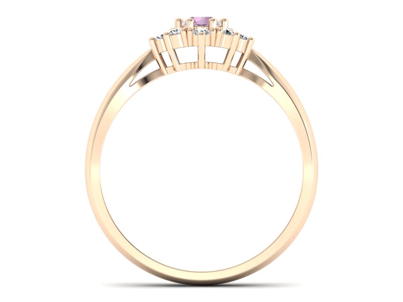Złoty Pierścionek z morganitem i brylantami - p16936cmg — zdjęcie 2