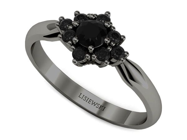 Pierścionek czarne złoto z czarnymi diamentami promocja - P16936czcdcd- 1