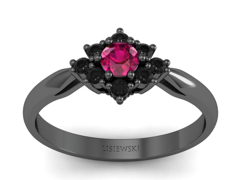 Pierścionek z rubinem i brylantami złoto 585 - P16936czrcd