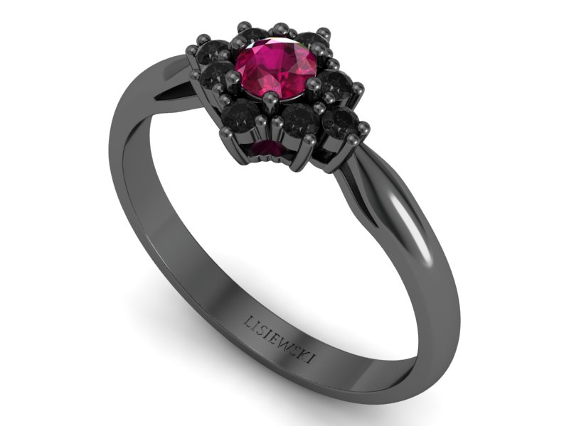 Pierścionek z rubinem i brylantami złoto 585 - P16936czrcd — zdjęcie 3