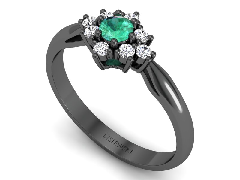 Złoty Pierścionek ze szmaragdem i brylantami - P16936czsm — zdjęcie 3