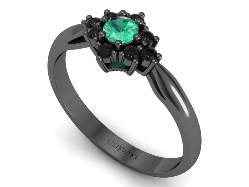 Złoty Pierścionek ze szmaragdem i brylantami - P16936czsmcd — zdjęcie 3