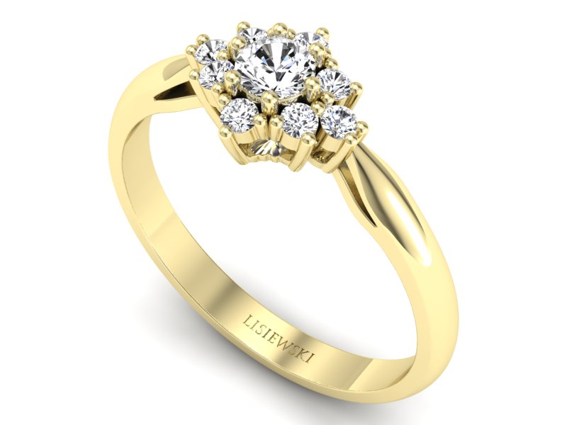 Złoty Pierścionek z brylantami żółte złoto 585 - P16936z — zdjęcie 3