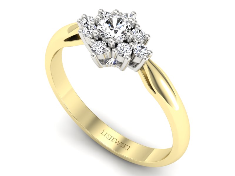 Pierścionek zaręczynowy z brylantami złoto 585 - P16936zb — zdjęcie 3