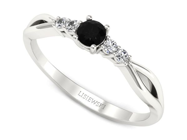 Złoty Pierścionek z diamentami białe złoto 585 - p16938bcd- 1