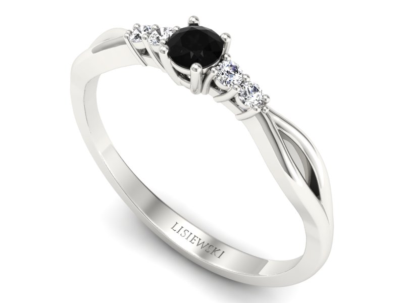 Złoty Pierścionek z diamentami białe złoto 585 - p16938bcd — zdjęcie 3