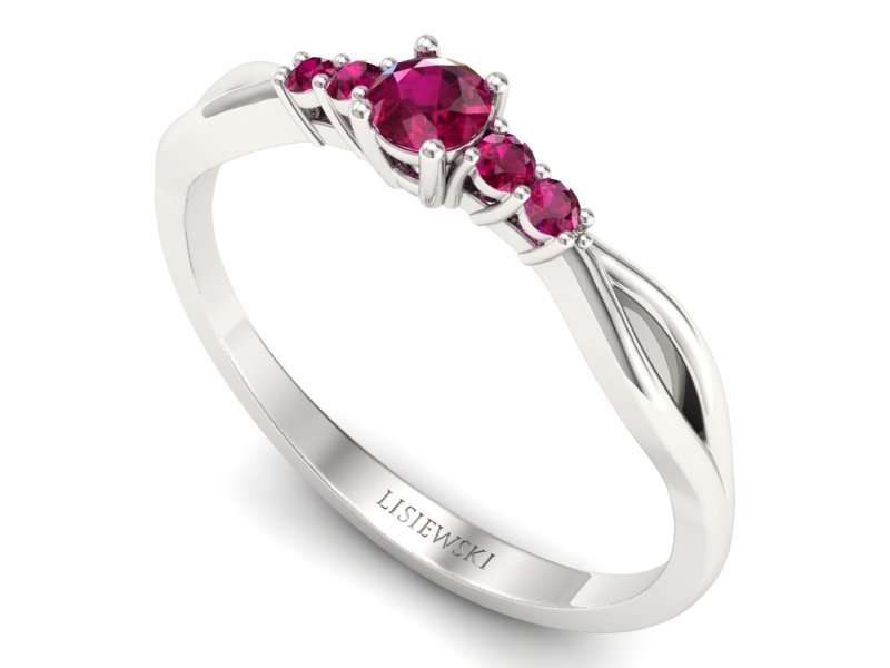 Pierścionek z rubinami białe złoto 585 - p16938brr — zdjęcie 3