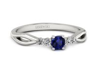 Pierścionek z szafirem i brylantami białe złoto 585 - p16938bsz- 3