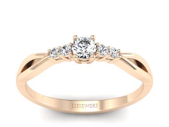 Pierścionek zaręczynowy z diamentami różowe złoto - p16938c - 1