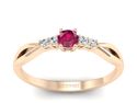 Pierścionek z rubinem i brylantami różowe złoto - p16938cr