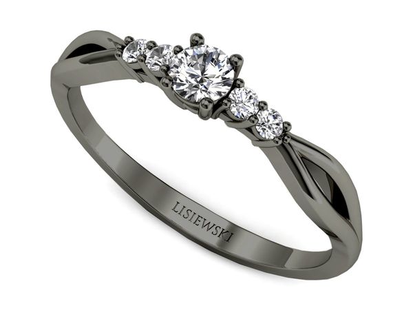 Pierścionek czarne złoto z diamentami - p16938cz- 1