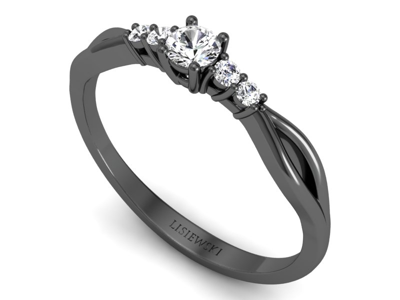 Złoty Pierścionek czarne złoto z diamentami - p16938cz — zdjęcie 3