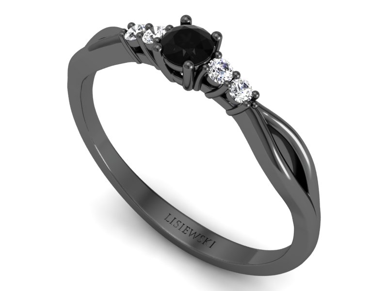 Pierścionek czarne złoto 585 z diamentami - p16938czcd — zdjęcie 3