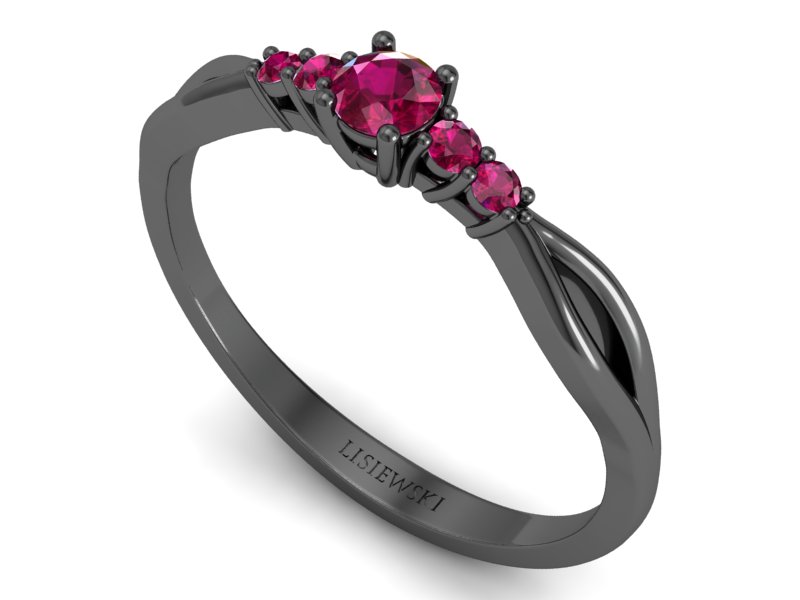 Pierścionek z rubinami czarne złoto 585 - p16938czrr — zdjęcie 3
