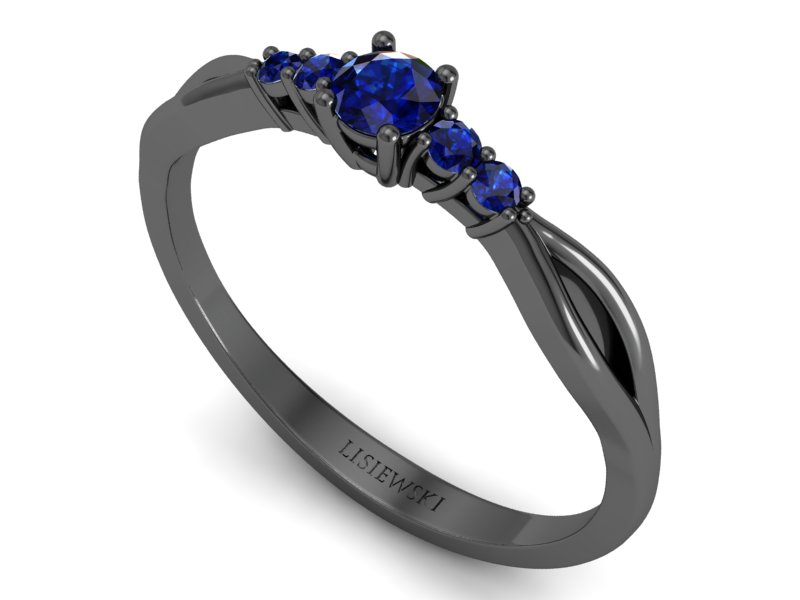Złoty Pierścionek z szafirami czarne złoto - p16938czszsz — zdjęcie 3