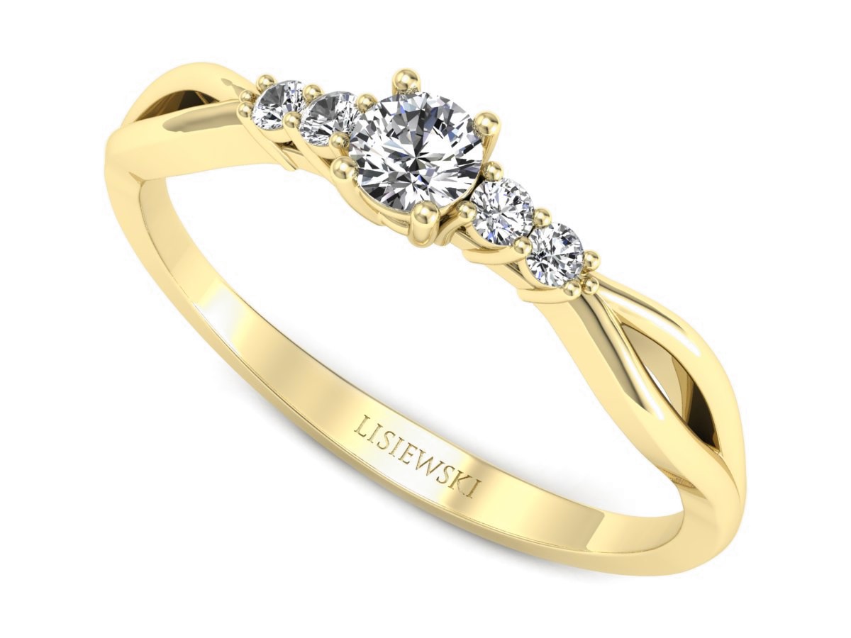Pierścionek zaręczynowy z diamentami żółte złoto - p16938z - 1